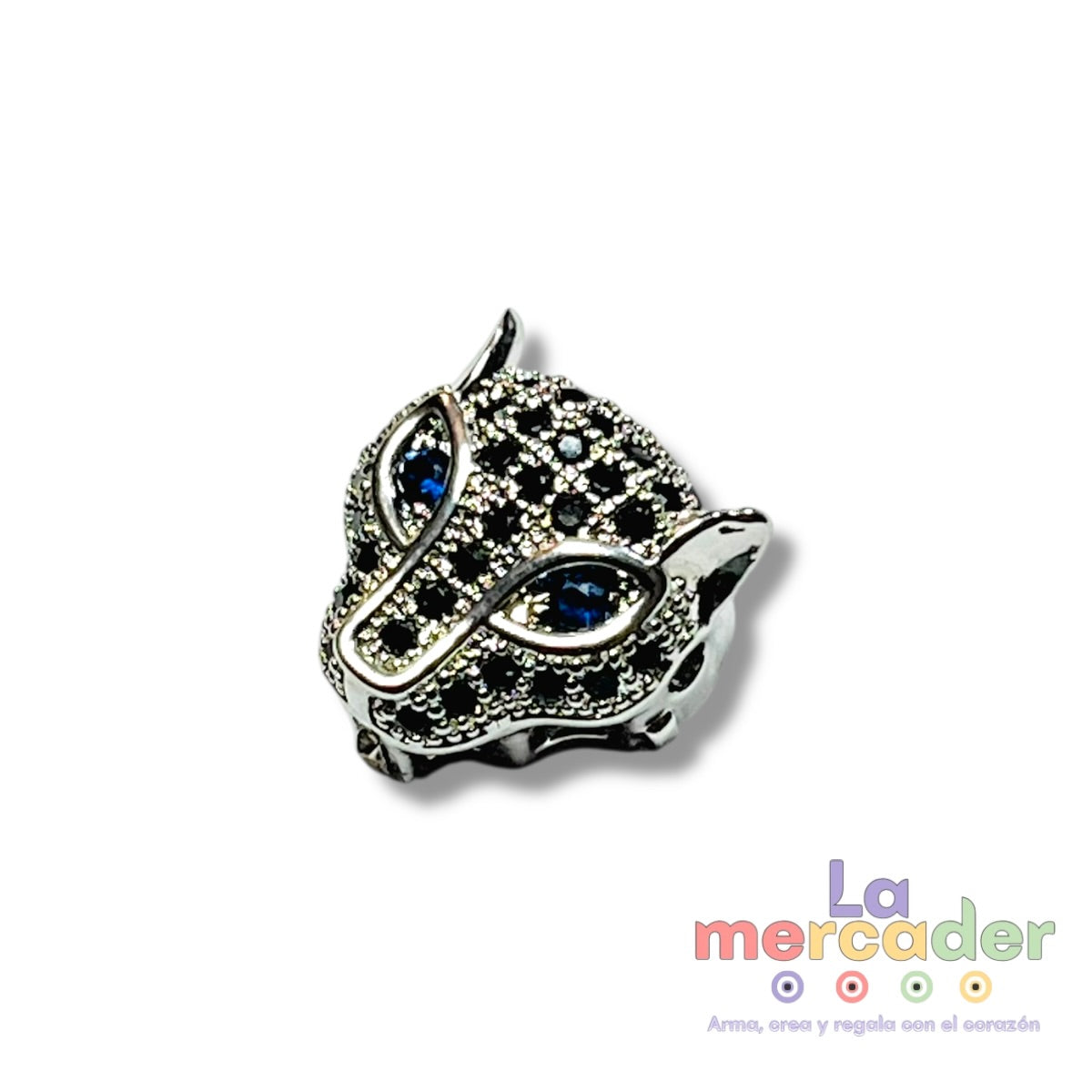 Dije Cabeza de Jaguar Micro Pavé en Chapa de Rodio – 11 mm | Elegancia moderna con un toque salvaje
