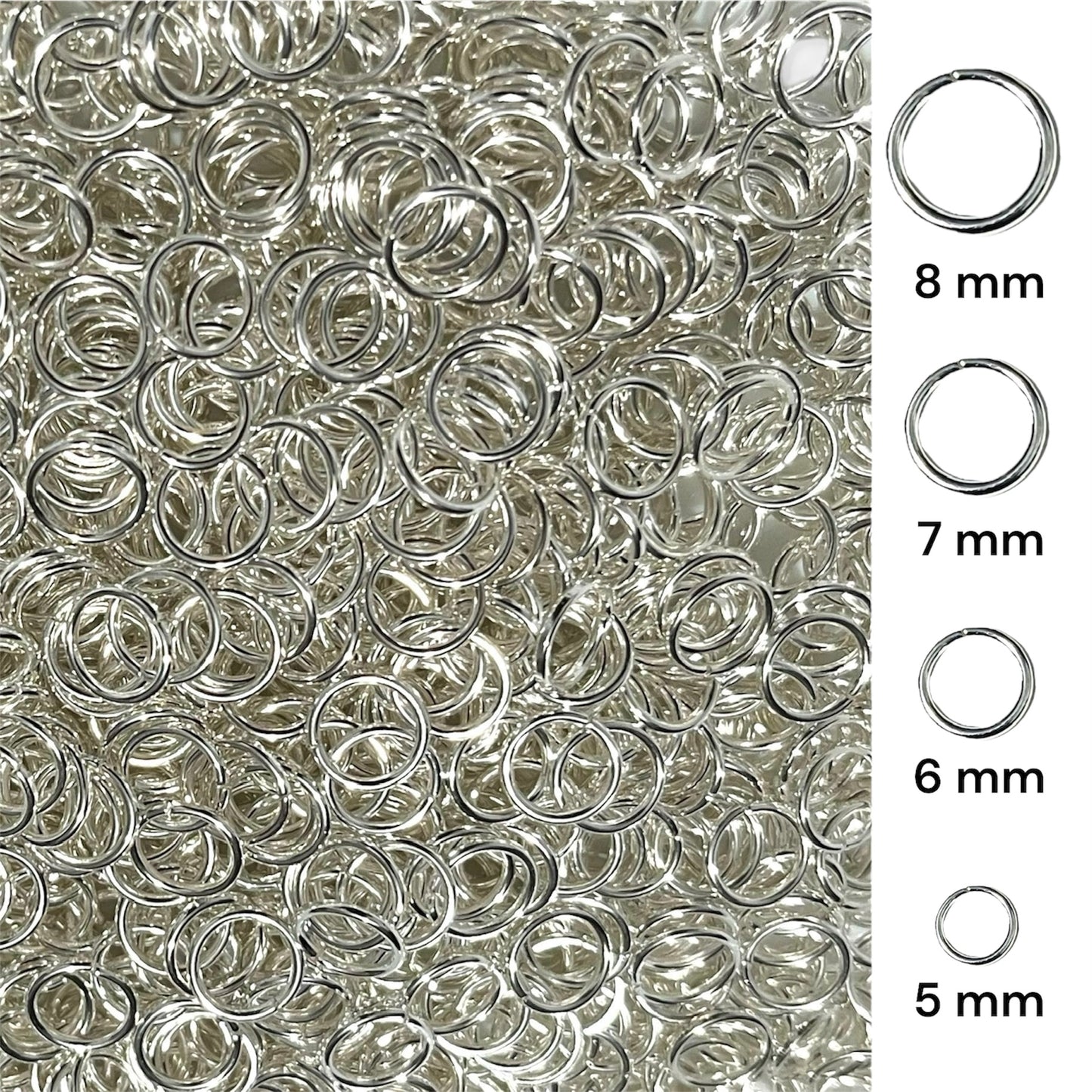 25 gr de Argolla metálica en color plata, argollas para bisutería