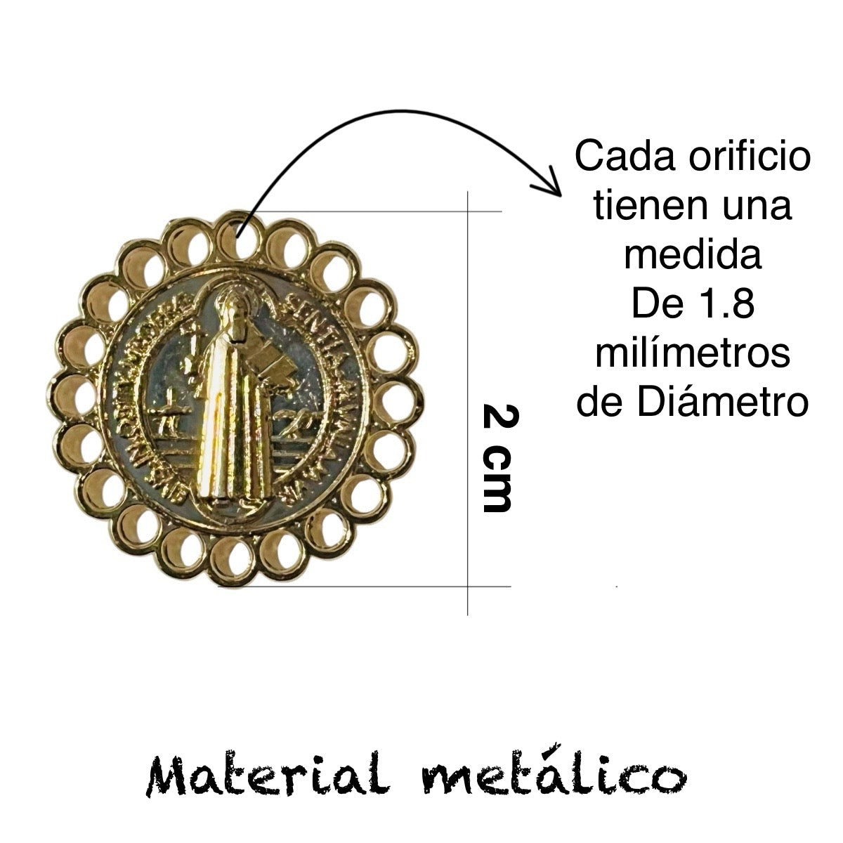 20 pz Medalla para bordar San Benito 2cm