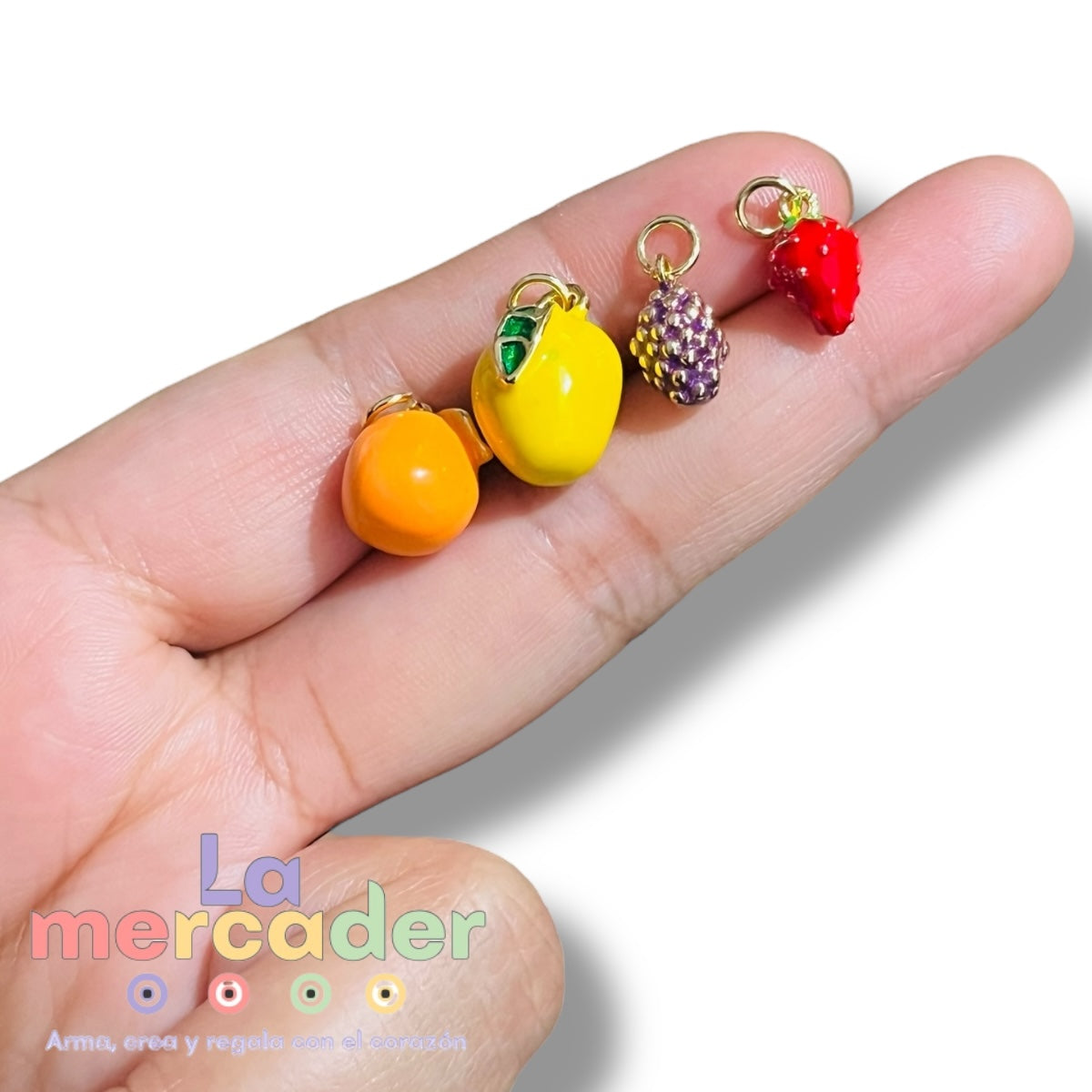 5 pz Dijes Frutales, Chapa de Oro Esmaltado