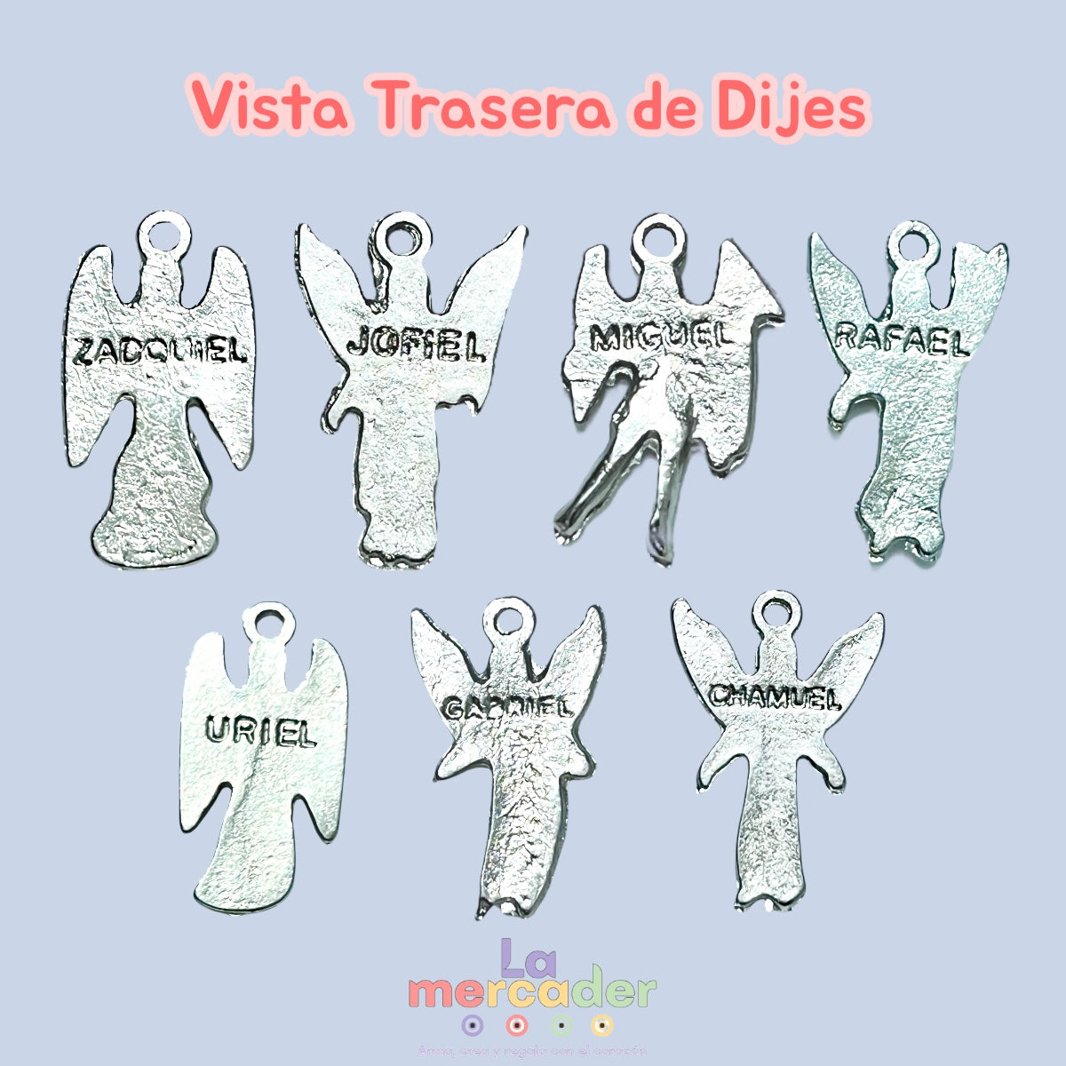 7 Arcángeles, Dijes Metálicos color Plateado