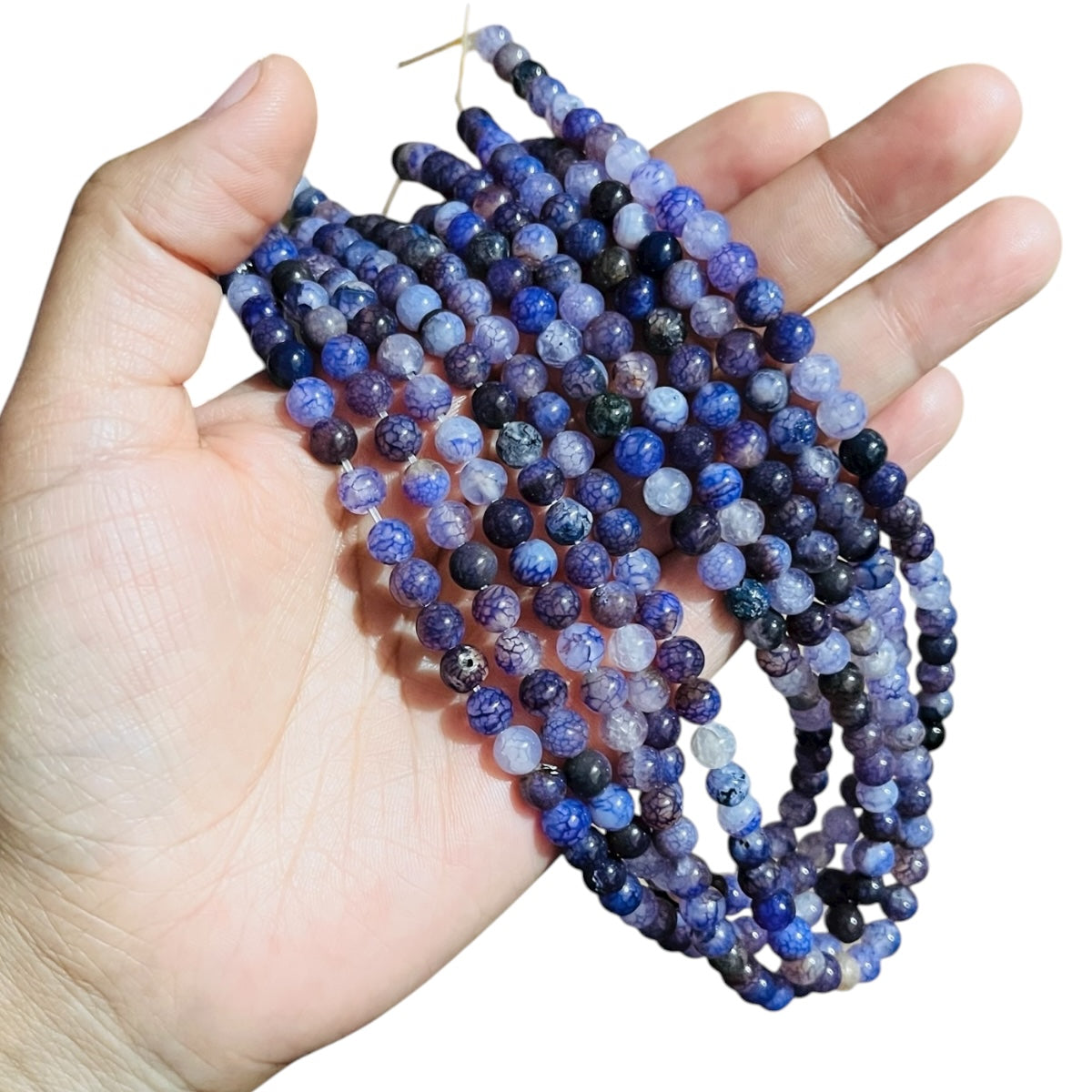 1 Tira Ágata Morada, Piedra Natural #6- (60pz aprox)