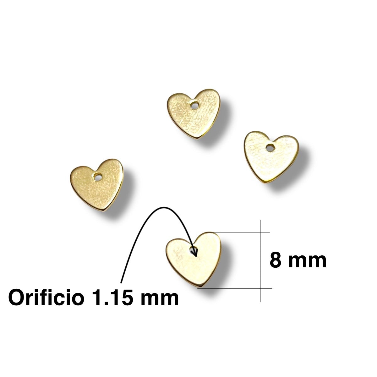 4pz dije Corazón Liso chapa de Oro