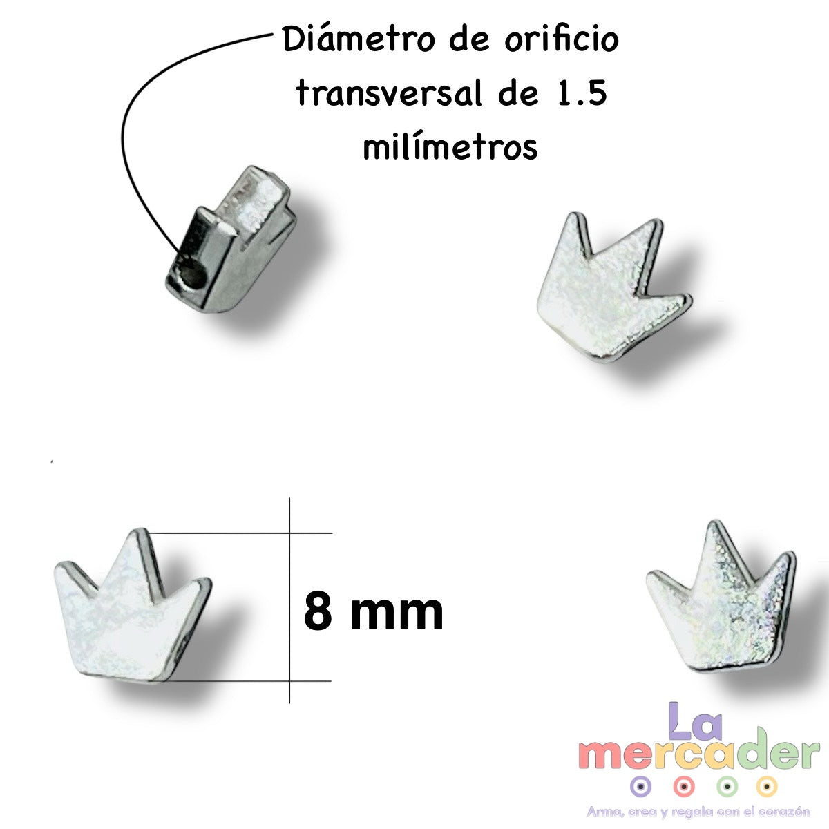 20pz dijes de coronita transversal, metálico