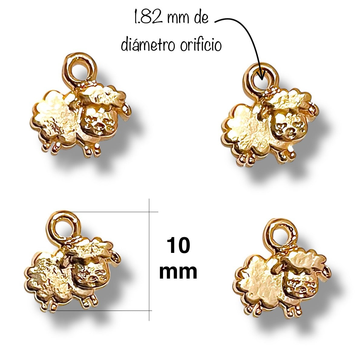 2pz dije borrego 10mm chapa de oro
