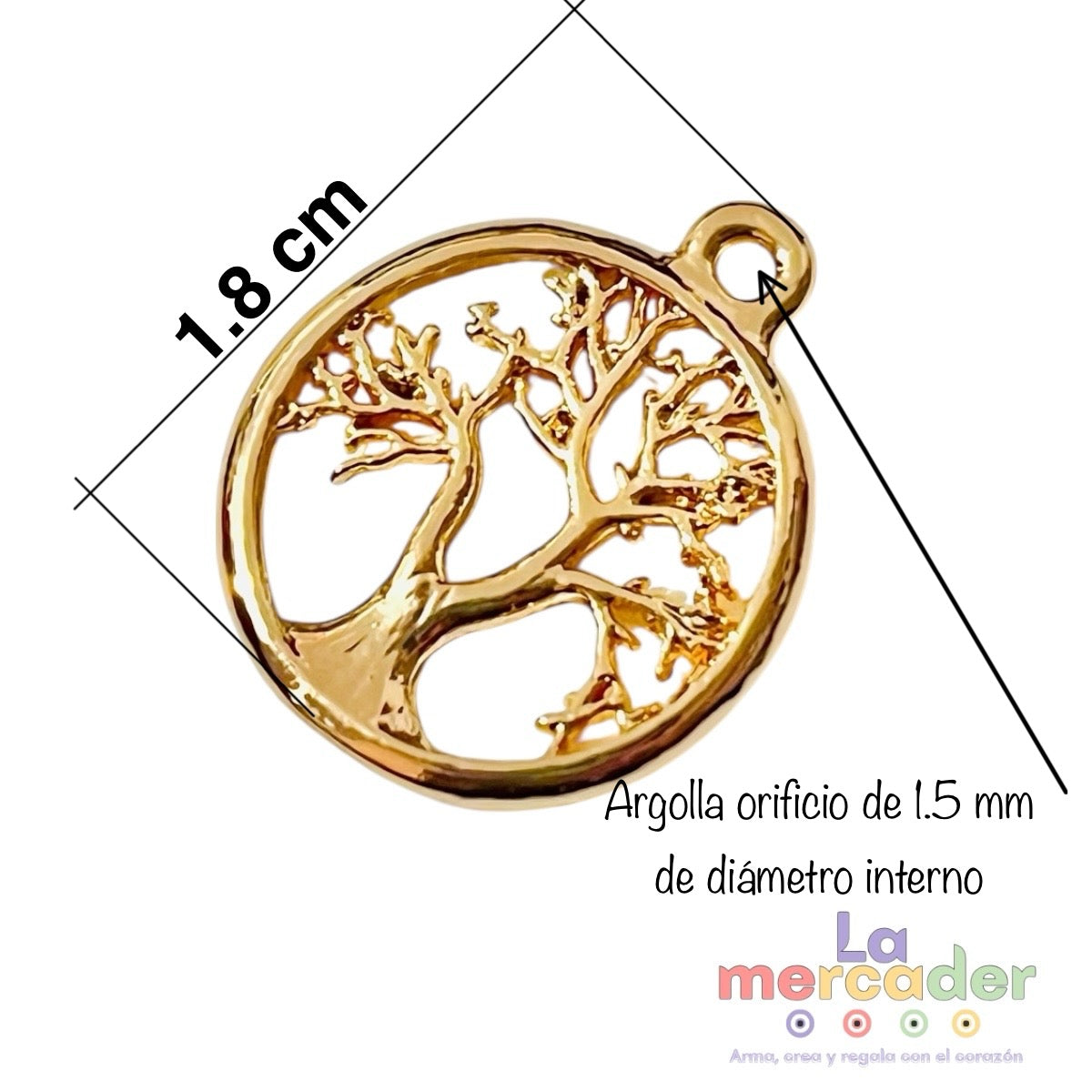 1 pz Árbol de la Vida Chapa de Oro