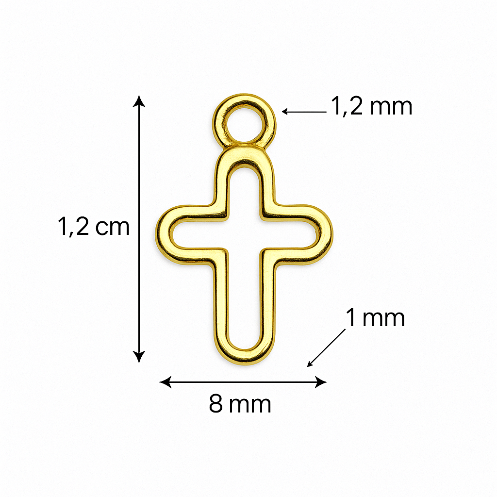 1gr/4pz Cruz calada 1cm Chapa de Oro