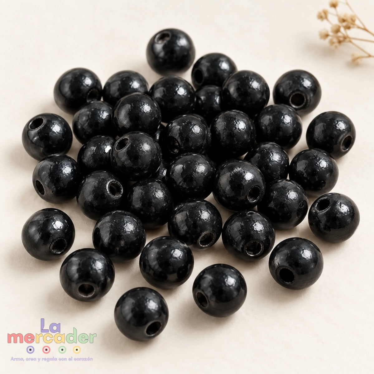 100 Cuentas de Madera 10 mm para Pulseras | Café o Negro