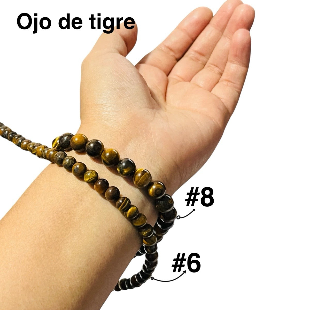 1 Tira Ojo de Tigre #8- piedra natural