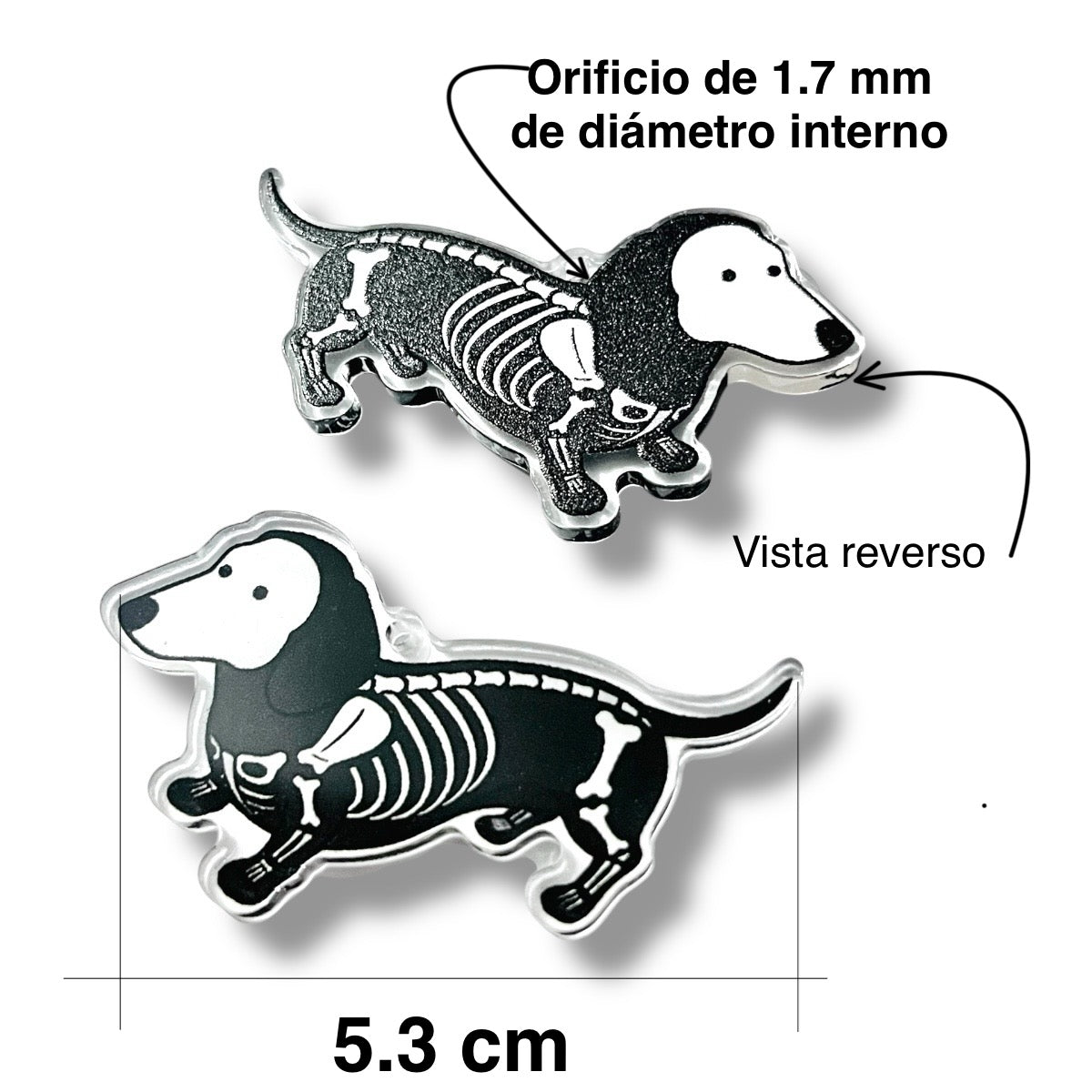 1 pz Dije Perrito Esqueleto, Salchcicha Acrílico