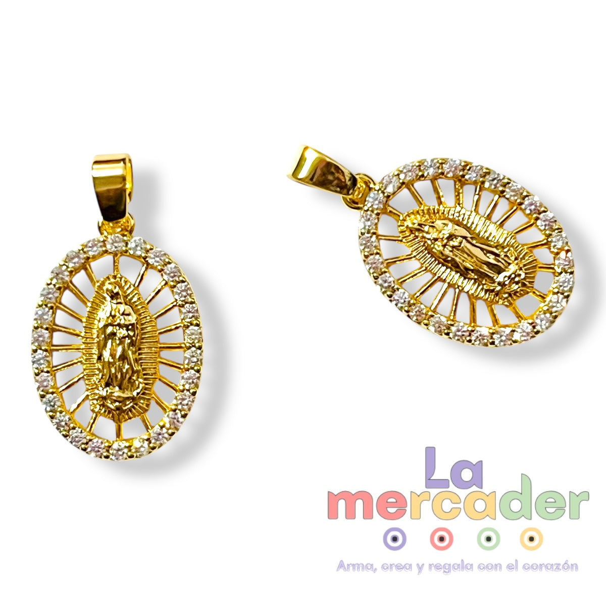 Medalla Virgen de Guadalupe con Circonias, Chapa de Oro