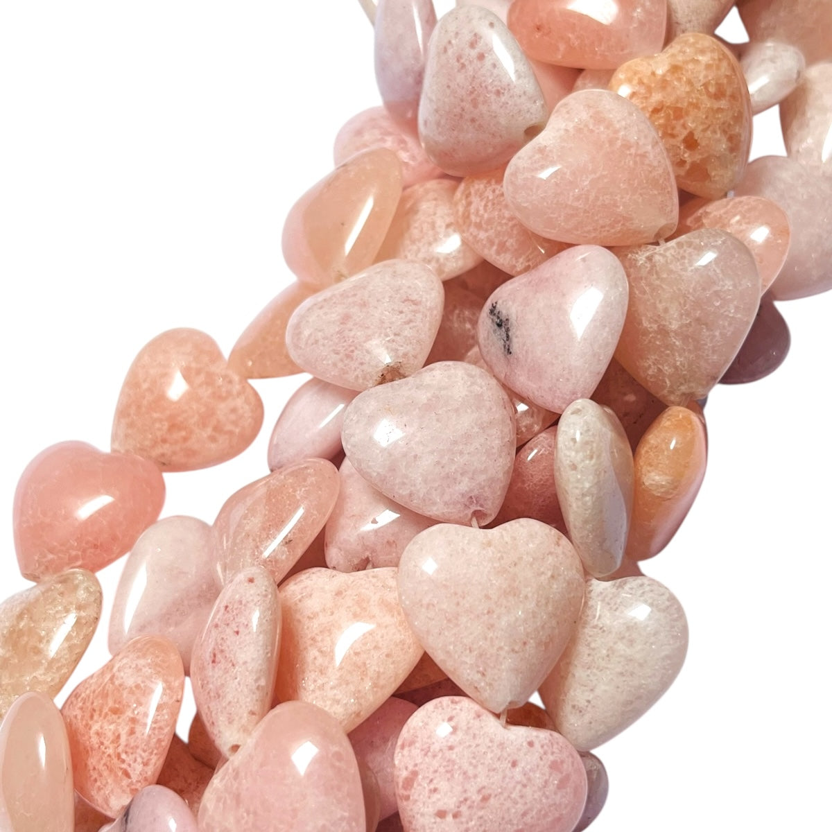 1 Tira Corazones de Aventurina Rosa 10 pz