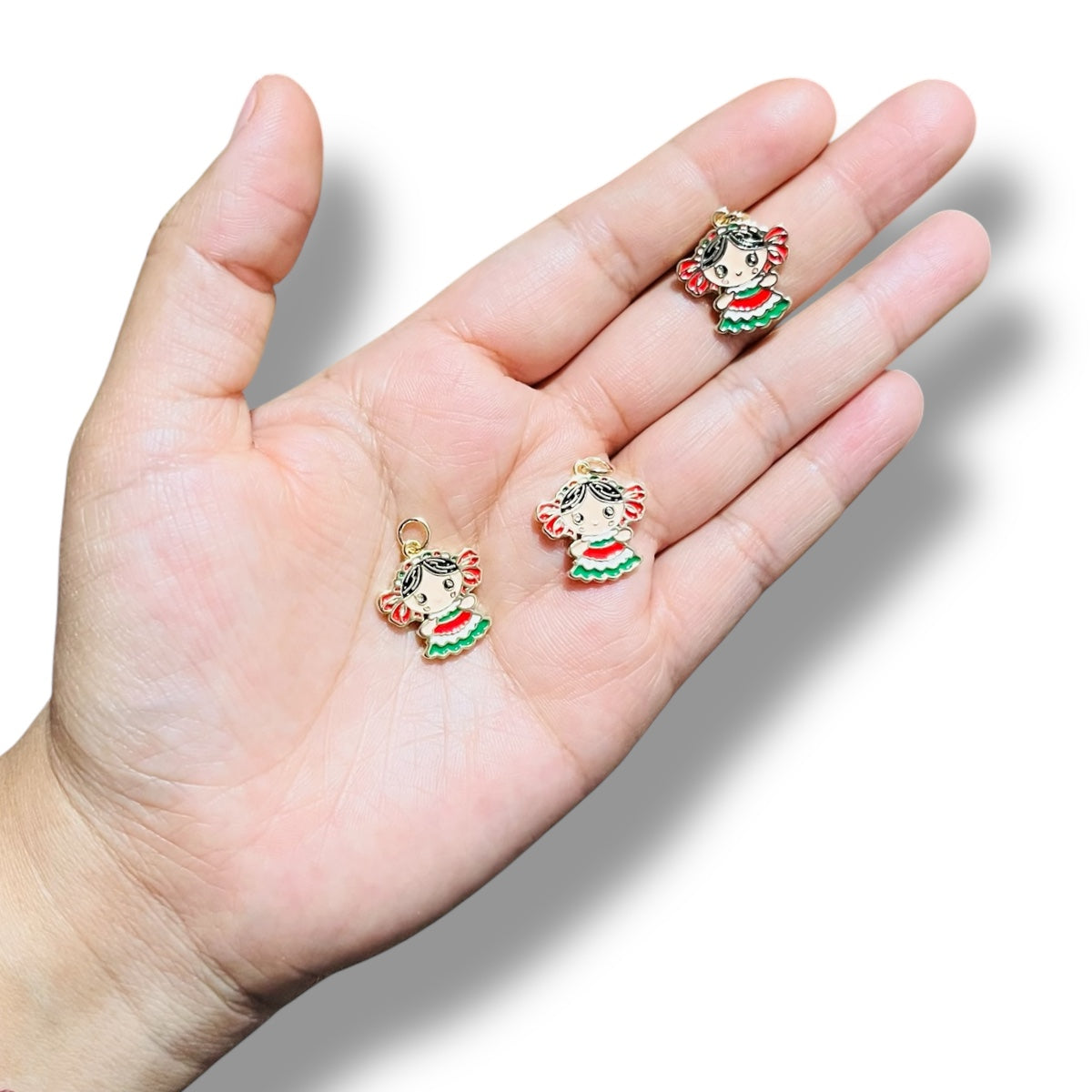 1pz Dije Adelita chapa de Oro Esmaltada 1.8cm