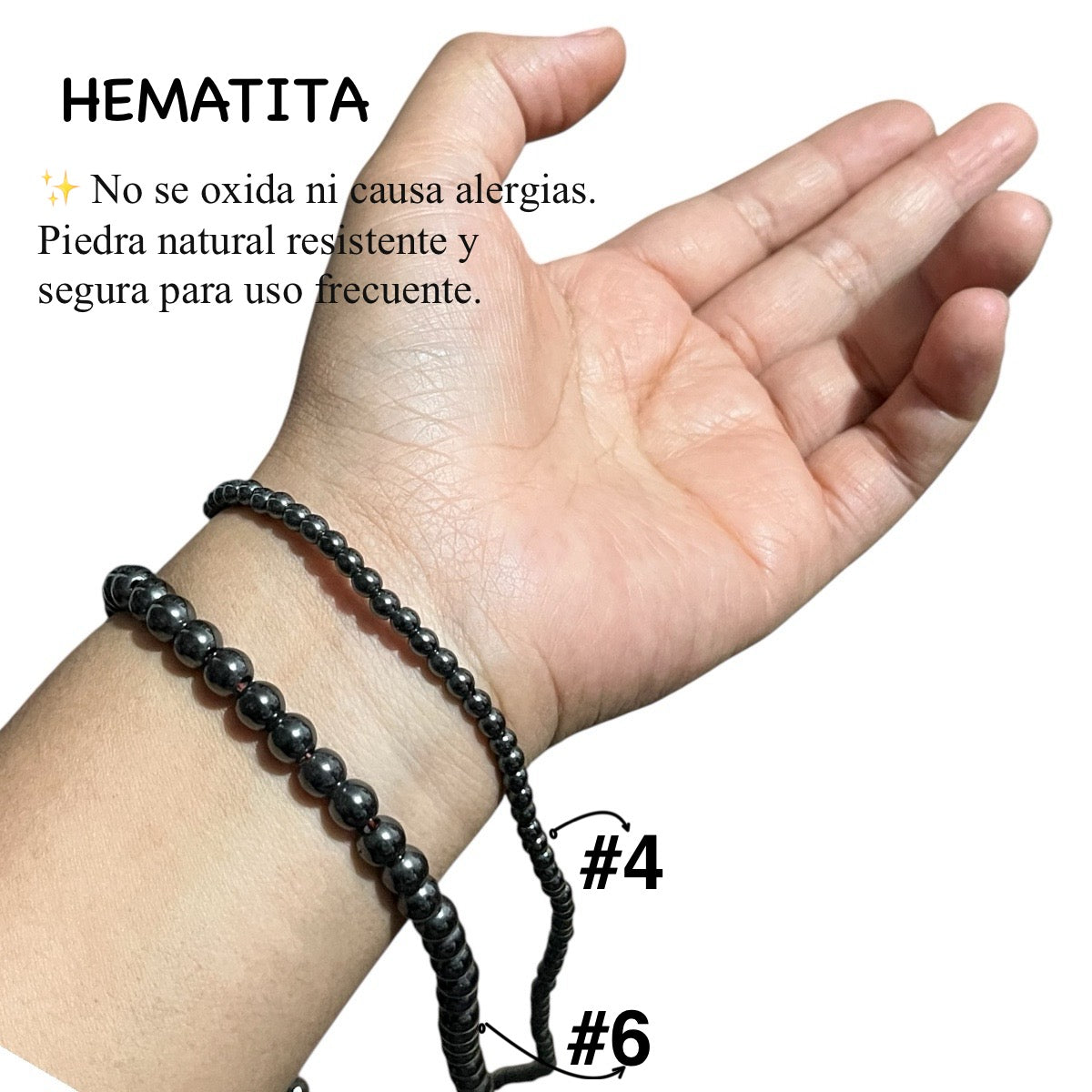 1 tira Hematita natural #6 tira con 70pz