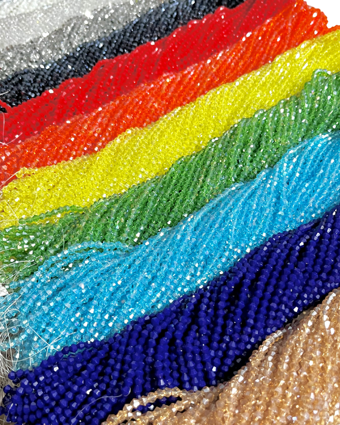 Cristal Bicono 4mm | Tira de 75–78 Piezas | Colores Vibrantes para Pulseras y Collares