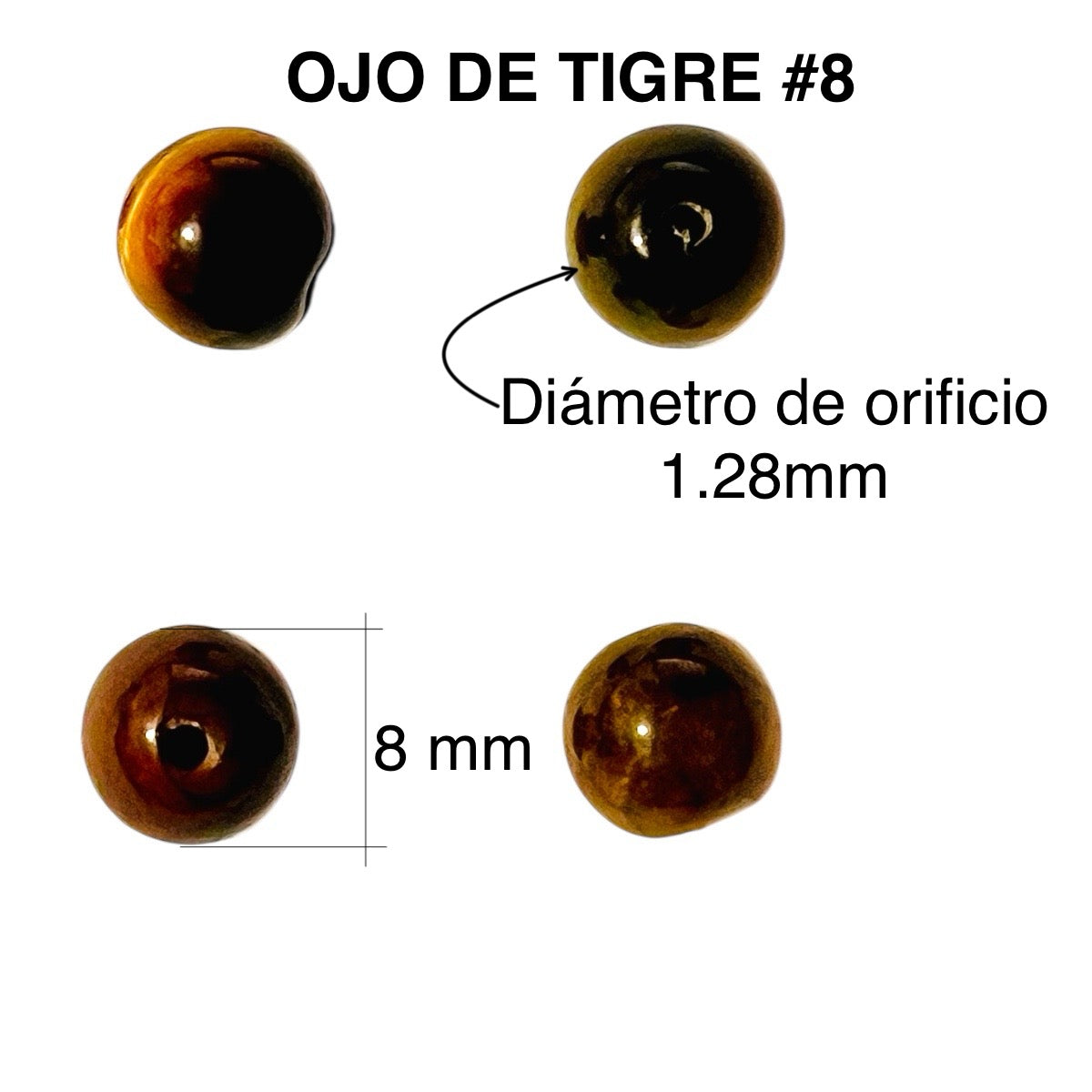 1 Tira Ojo de Tigre #8- piedra natural