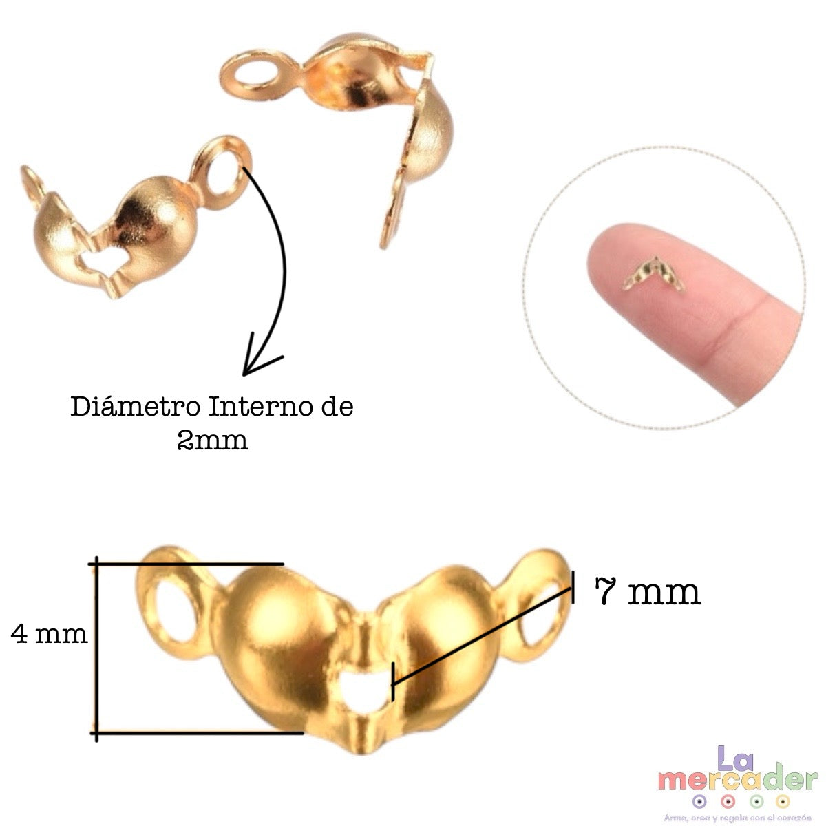 100 pz de Cubrenudo metálico dorado