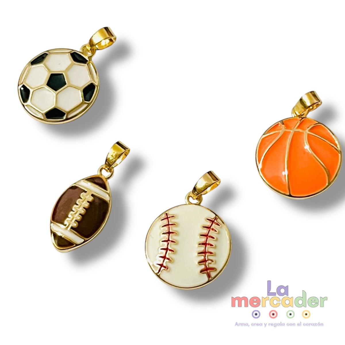 1 Dije Balón Esmaltado Chapa de Oro