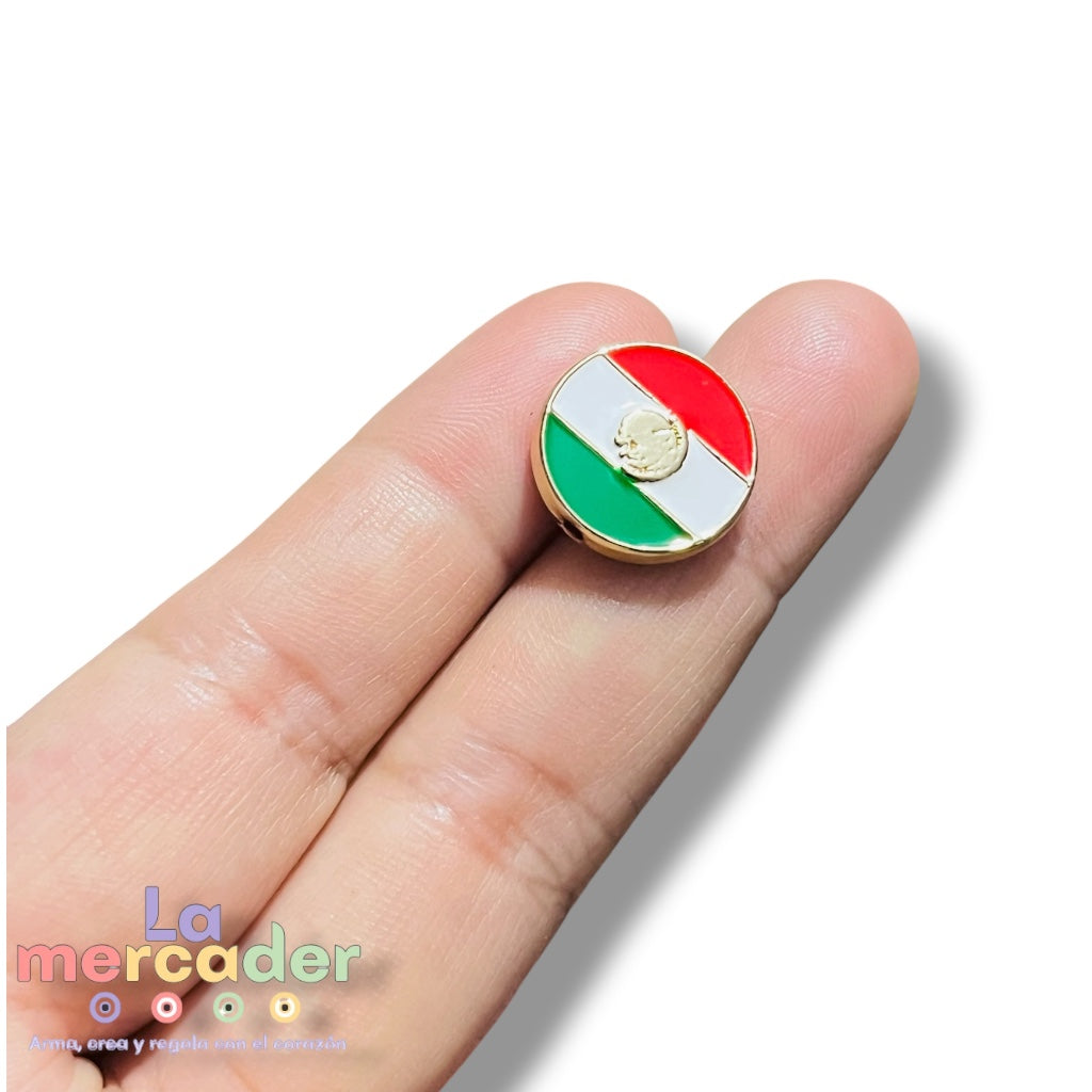 Dije Bandera Mexicana Esmaltado con Orificio para Bisutería