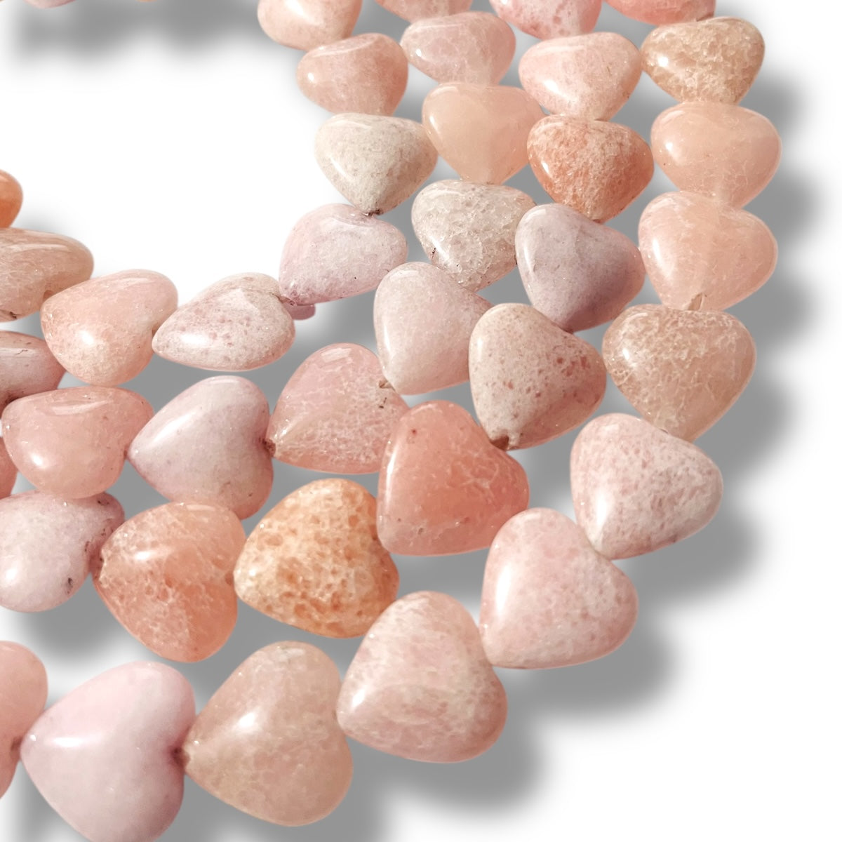 1 Tira Corazones de Aventurina Rosa 10 pz