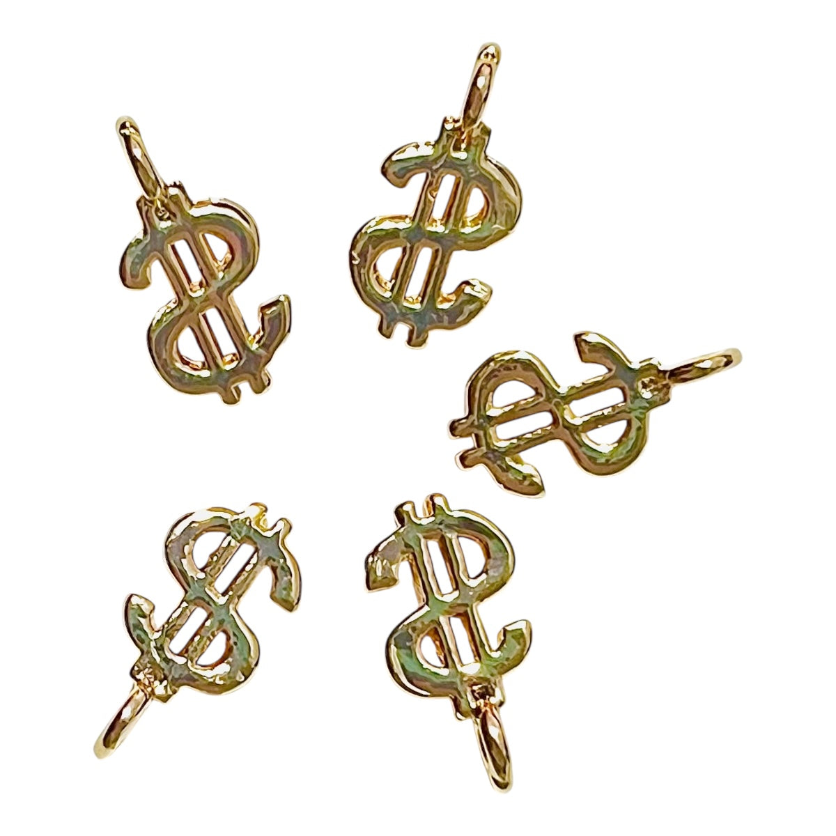 1gr (3pz) dije “$” símbolo dinero chapa de oro