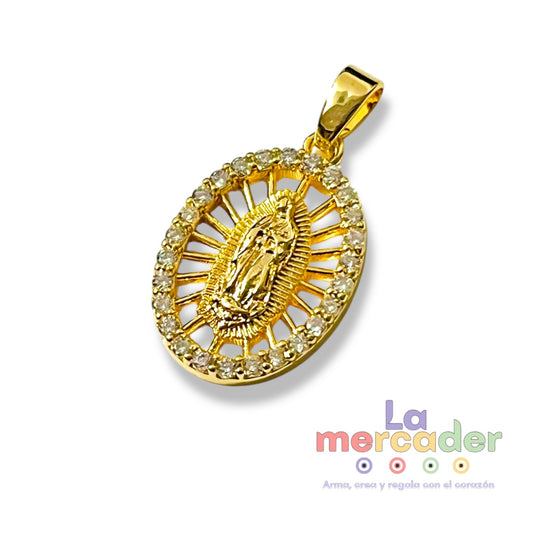 Medalla Virgen de Guadalupe con Circonias, Chapa de Oro