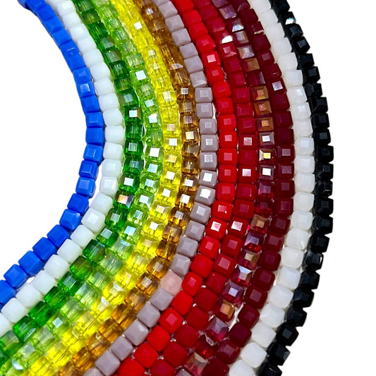 1 tira Cristal Cubo 4mm para joyería y bisutería