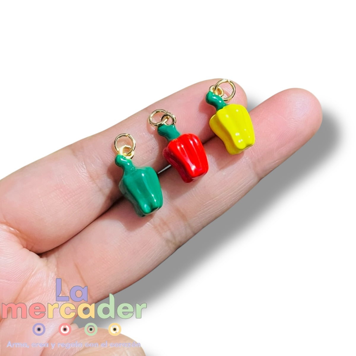 3pz Dije Chile Moreno Chapa de Oro Esmaltada