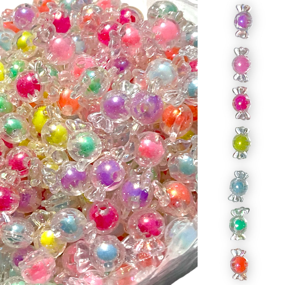 50 pz cuentas candy acrílicas colores para bisutería y manualidades