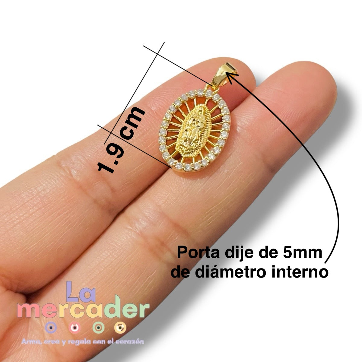 Medalla Virgen de Guadalupe con Circonias, Chapa de Oro