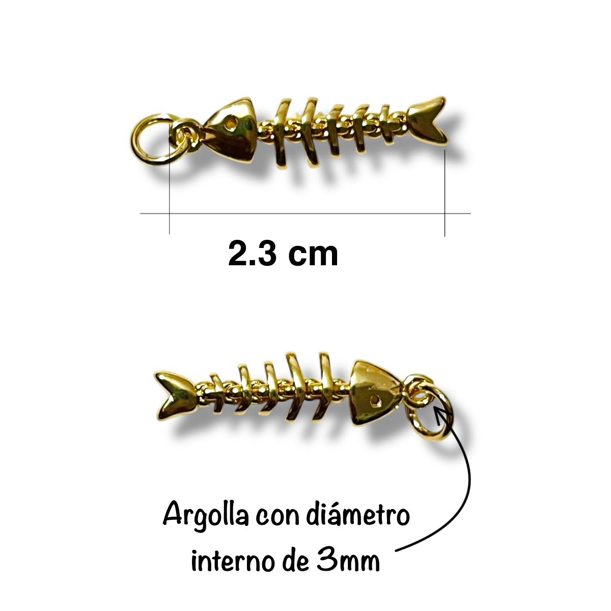 1 pz Dije de Pescado Huesitos Chapa de Oro