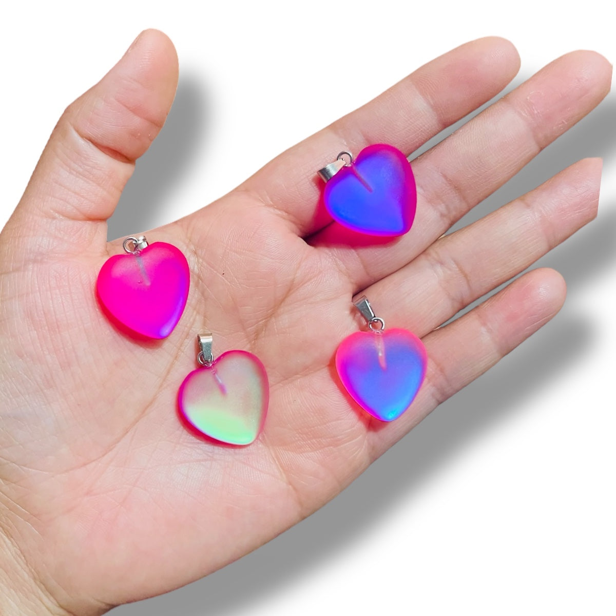 1pz Corazón Murano Frosted Aurora Boreal