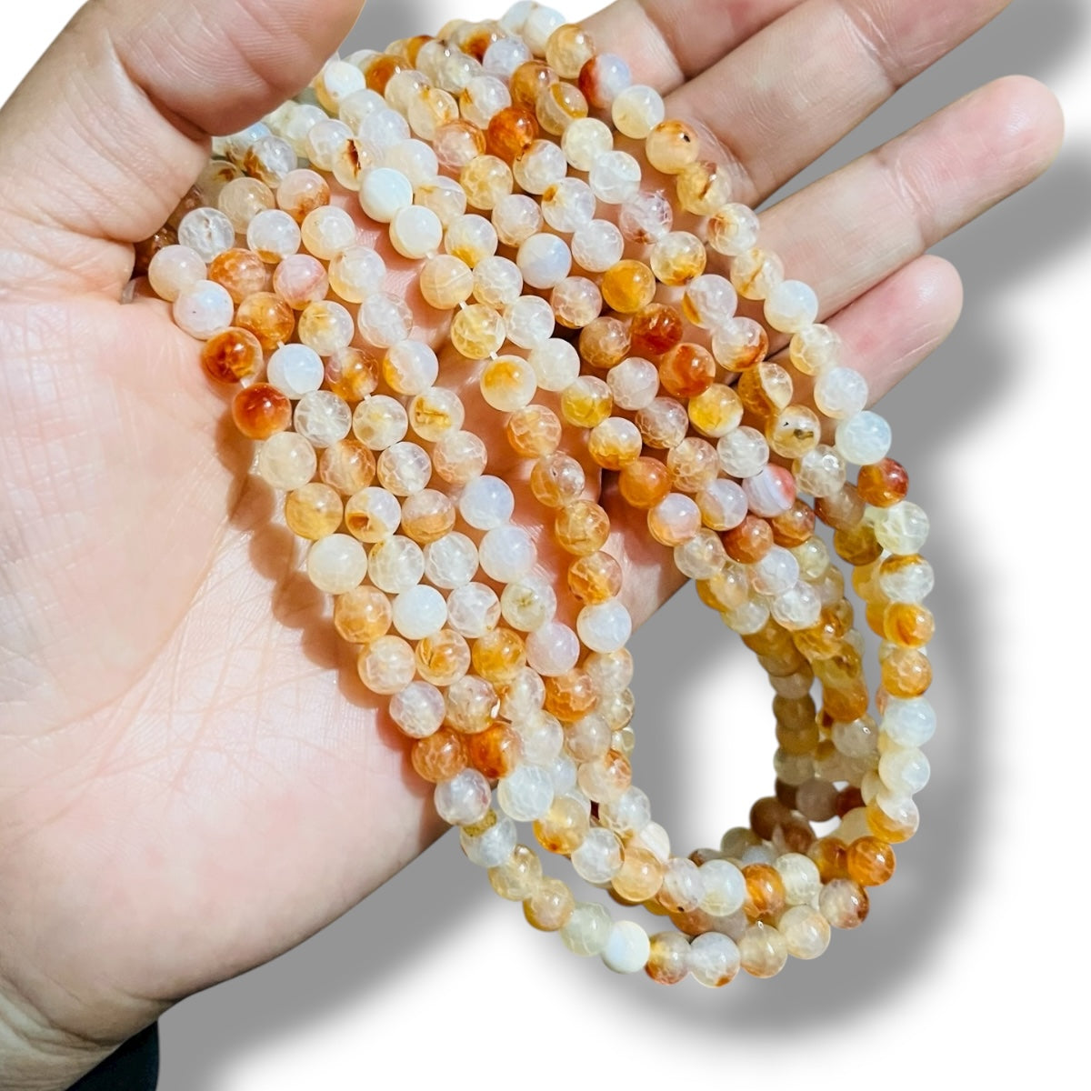 1 Tira Ágata Golden #6 Craquelada, (60pz aprox) Piedra Natural