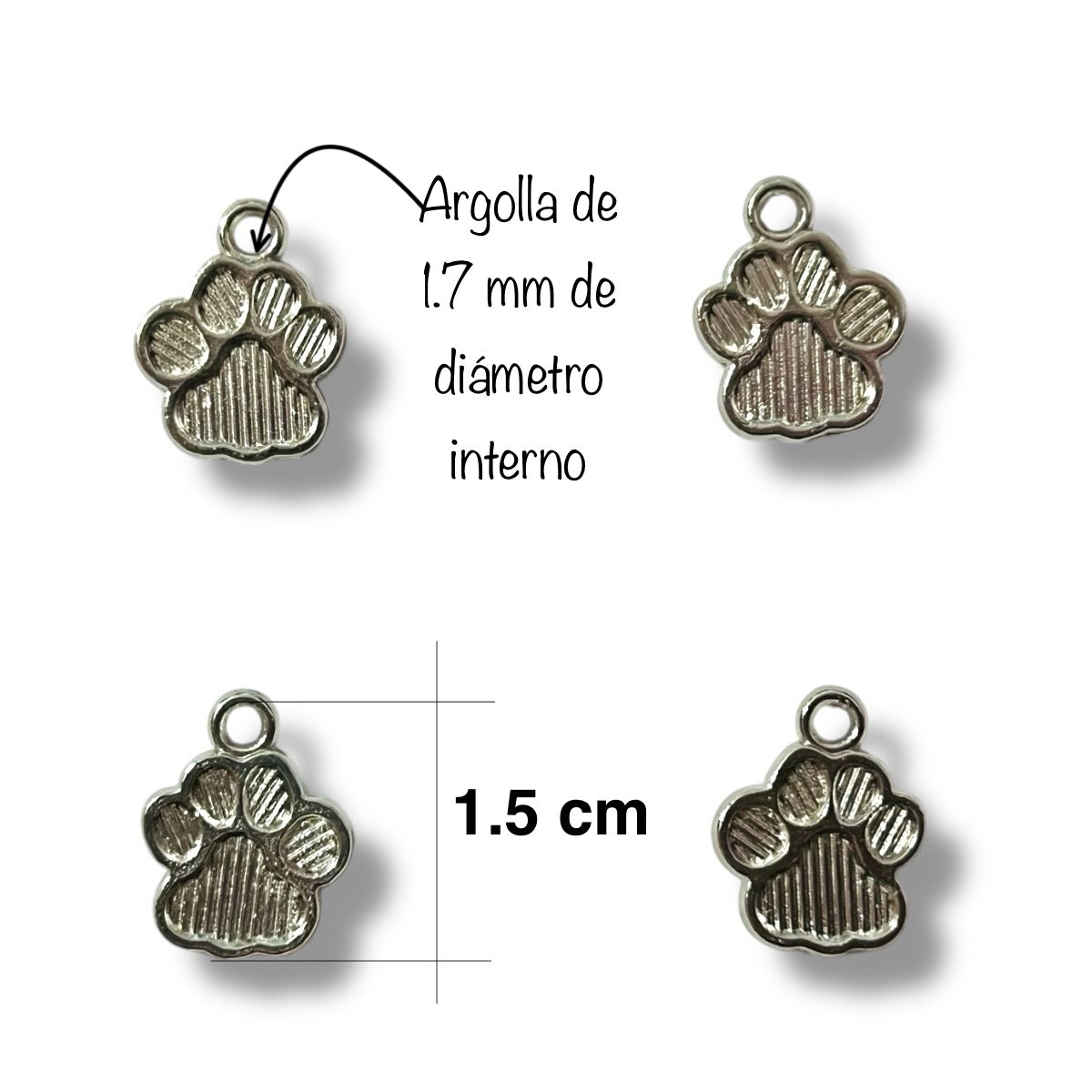 10 pz dije Huella Mascota, dije metálico