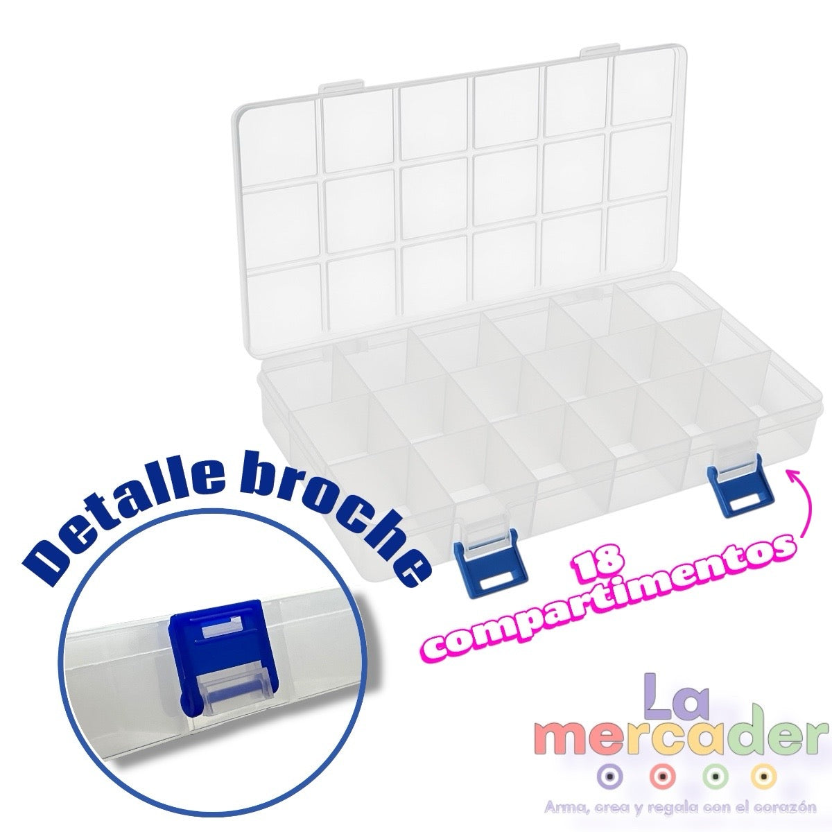 1 Caja Divisoria 18 Compartimentos, Plástico resistente