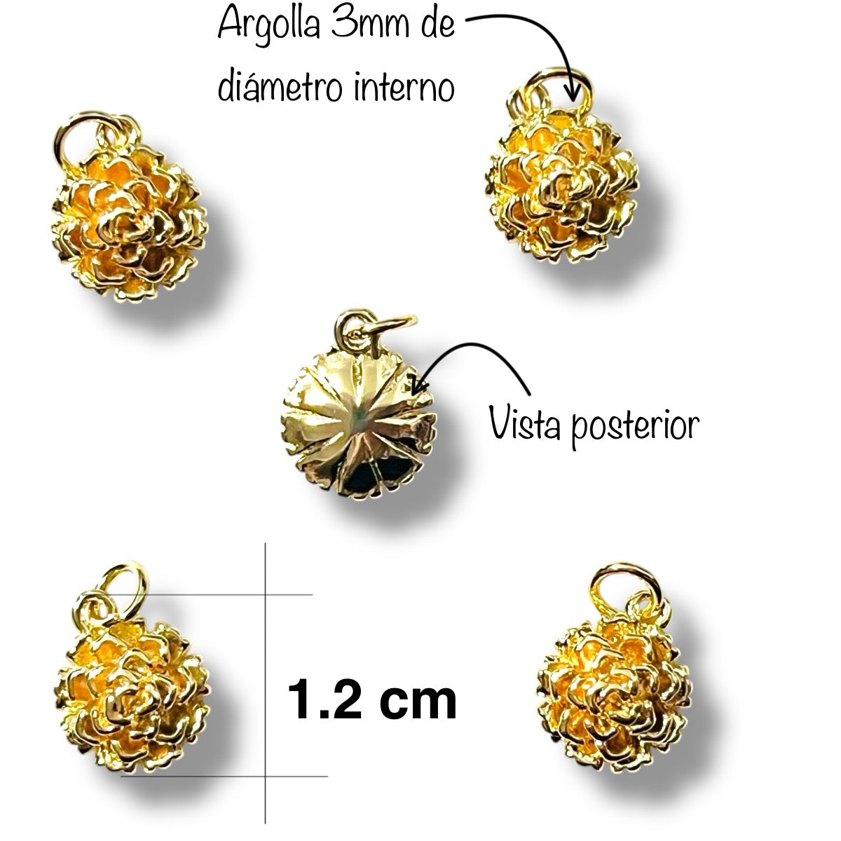 1pz Dije Cempasúchil, dije Chapa de Oro