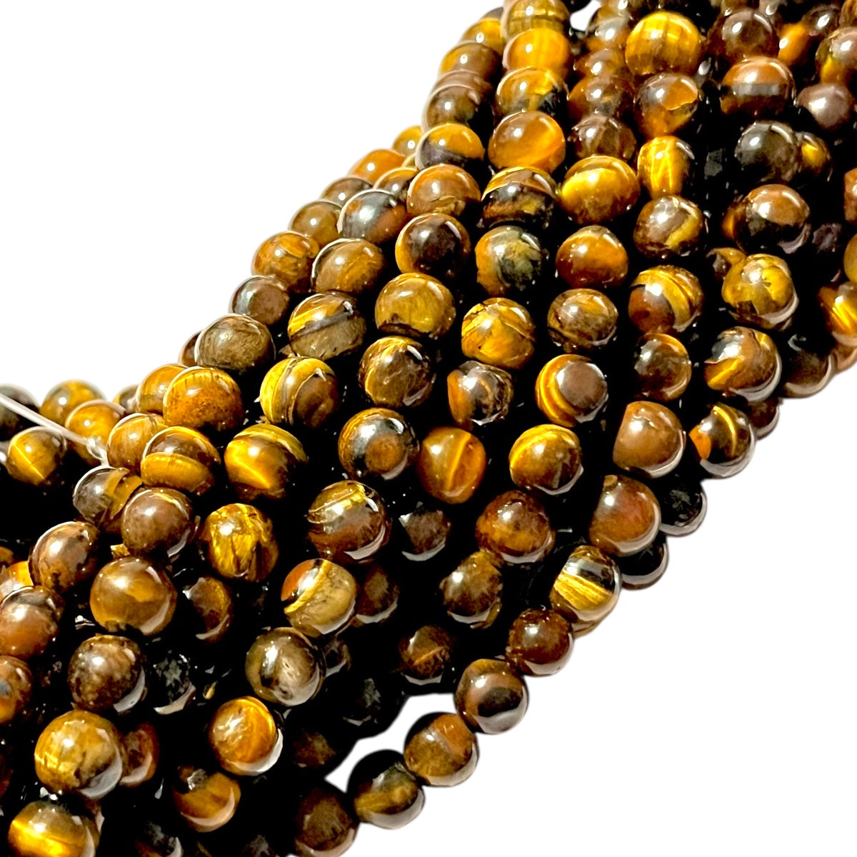1 tira de Ojo de tigre #6 piedra natural, joyería y bisutería