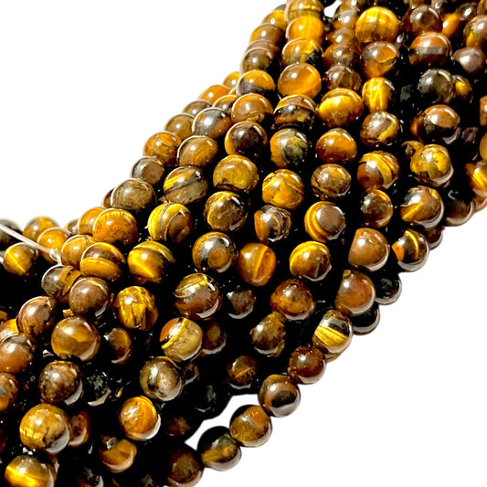 1 tira de Ojo de tigre #6 piedra natural, joyería y bisutería