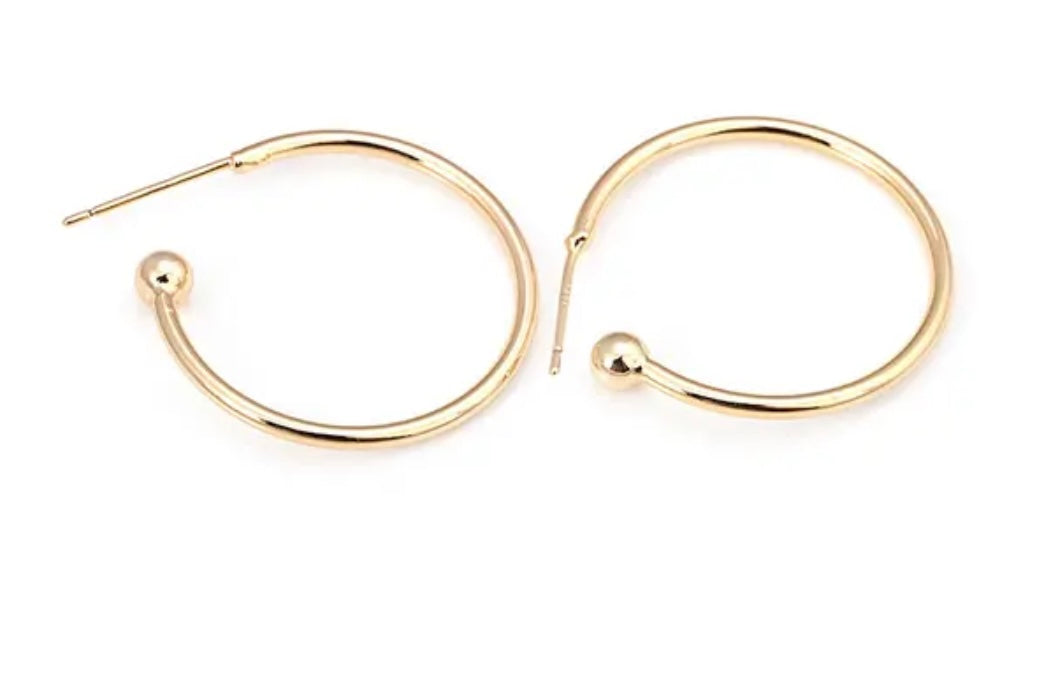2pz de media Arracada chapa de oro 2.5cm