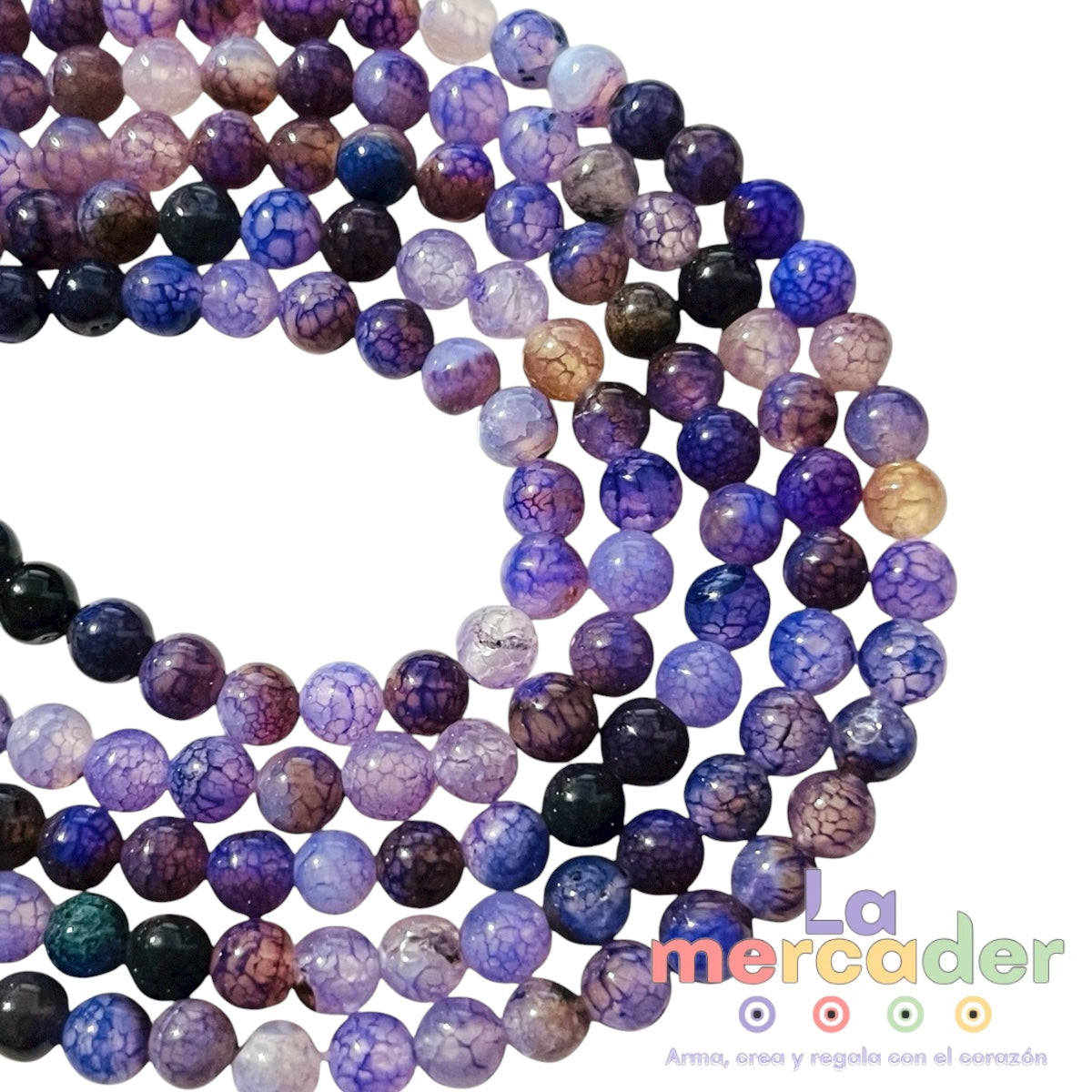 1 Tira Ágata Morada, Piedra Natural #6- (60pz aprox)