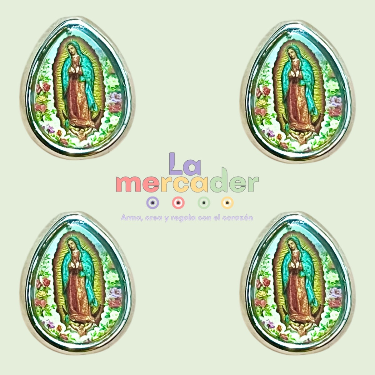 10pz Dije Transversal Gota Virgen de Guadalupe