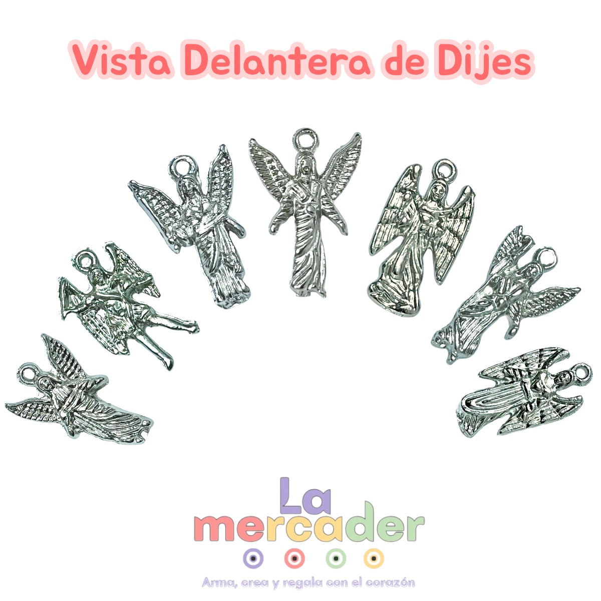 7 Arcángeles, Dijes Metálicos color Plateado