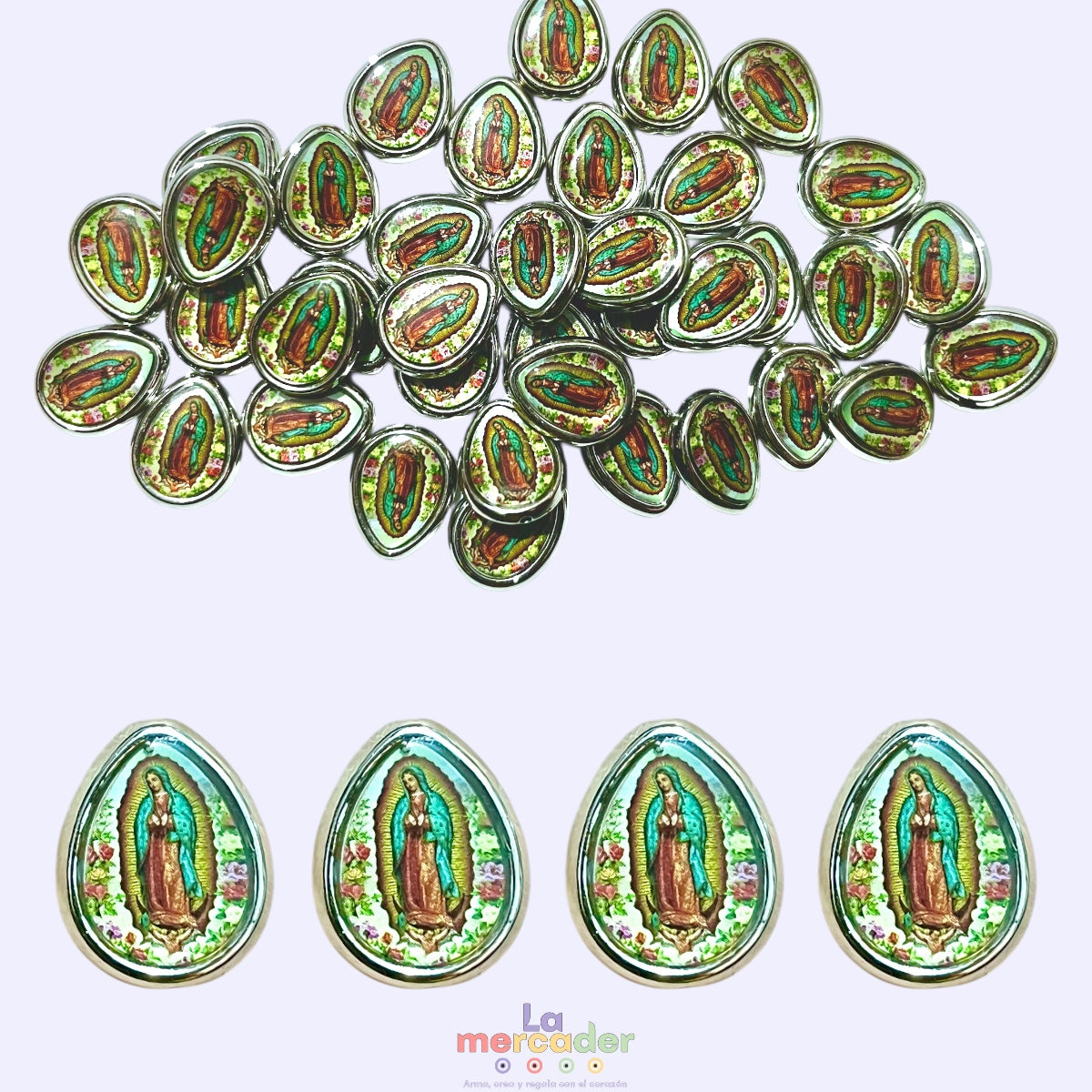 10pz Dije Transversal Gota Virgen de Guadalupe