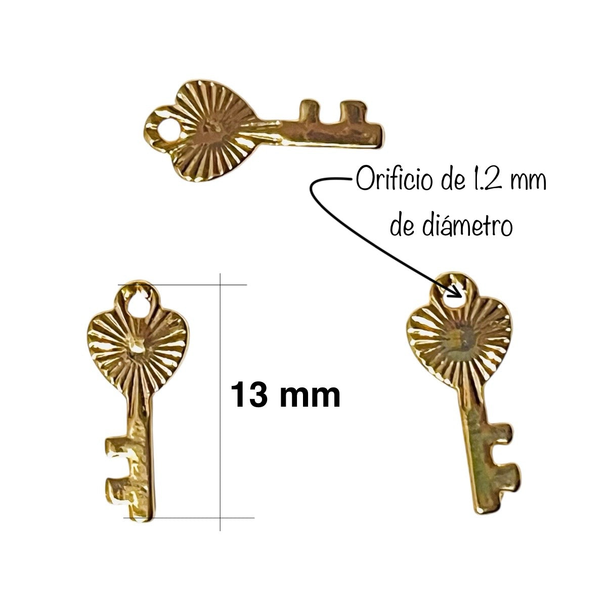 3pz de Llavecita de Chapa de Oro