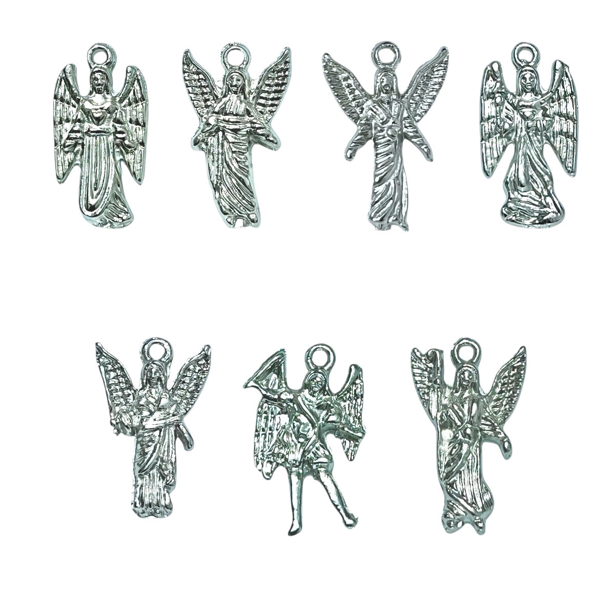 7 Arcángeles, Dijes Metálicos color Plateado