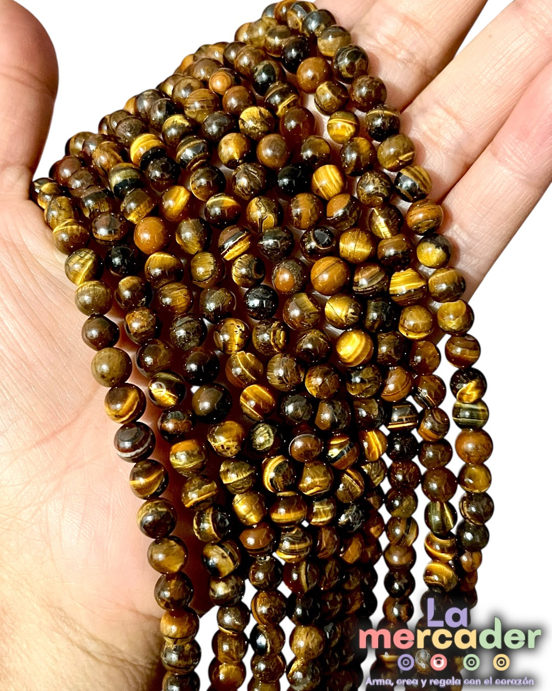 1 tira de Ojo de tigre #6 piedra natural, joyería y bisutería