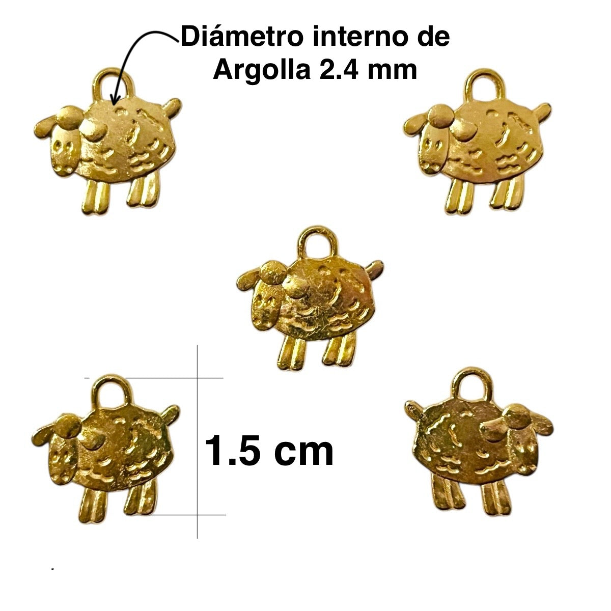 20 pz Dije metálico de ovejita dorada – símbolo de la buena fortuna