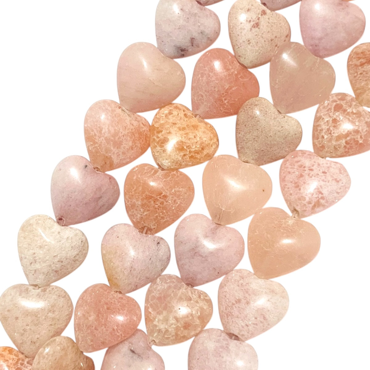 1 Tira Corazones de Aventurina Rosa 10 pz