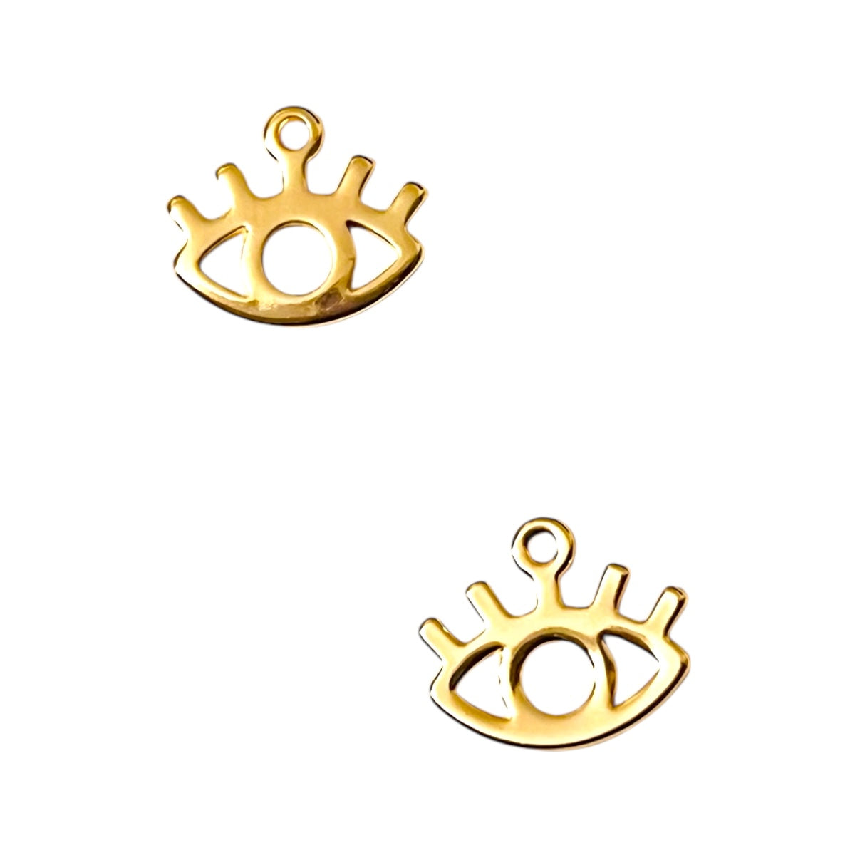 2 pz Ojo 👁️ con Pestañas Chapa de Oro