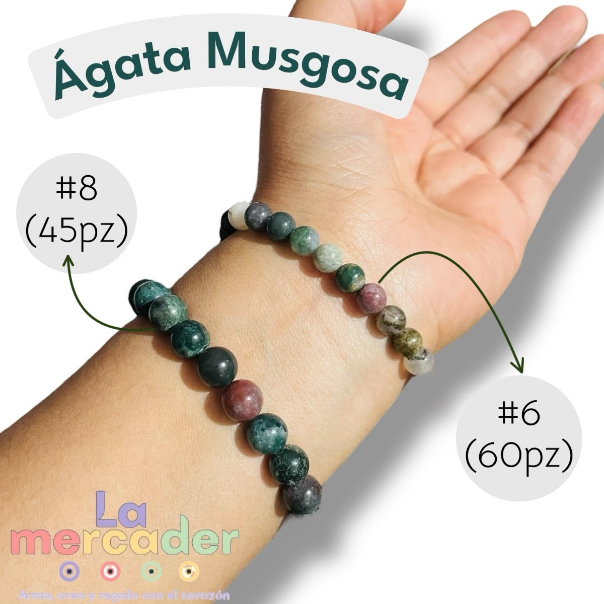 1 Tira Ágata Musgosa, Piedra Natural